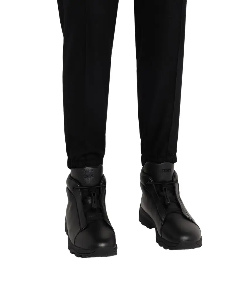 ZEGNA Men 's Leather Triple Stitch Vetta High-Top Sneakers | Image 1 ZEGNA Men 's Leather Triple Stitch Vetta High-Top Sneakers | Image 1