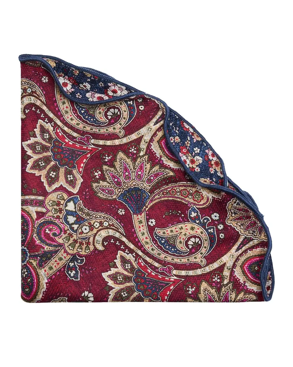Edward Armah Men's Reversible Floral to Paisley Silk Pocket Circle | Thumbnail 2
