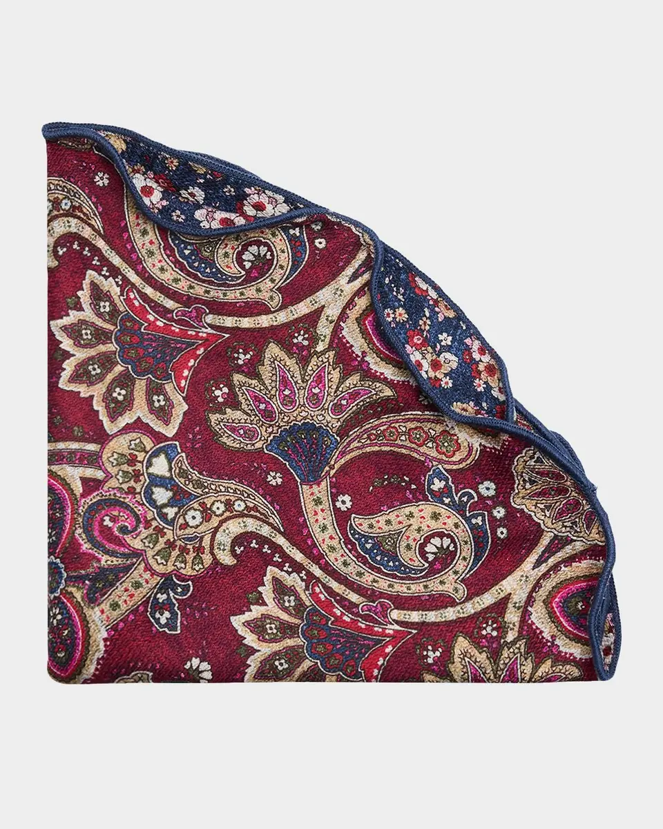 Edward Armah Men's Reversible Floral to Paisley Silk Pocket Circle | Thumbnail 3