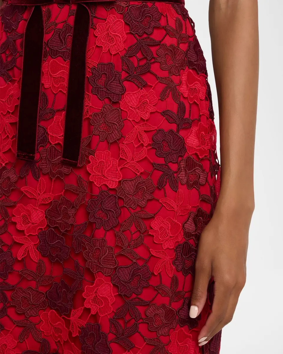 Shoshanna Cierra Strapless Floral Lace High-Low Gown | Thumbnail 4 Shoshanna Cierra Strapless Floral Lace High-Low Gown | Thumbnail 4