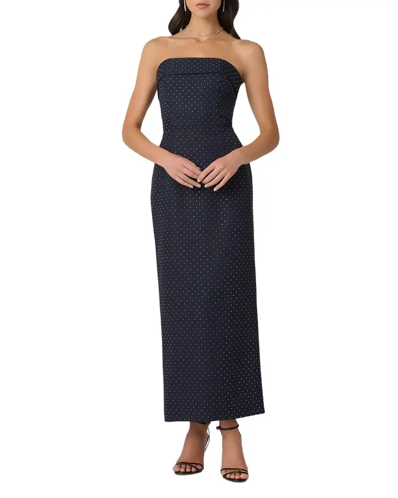 Shoshanna Liza Strapless Crystal-Studded Twill Maxi Dress