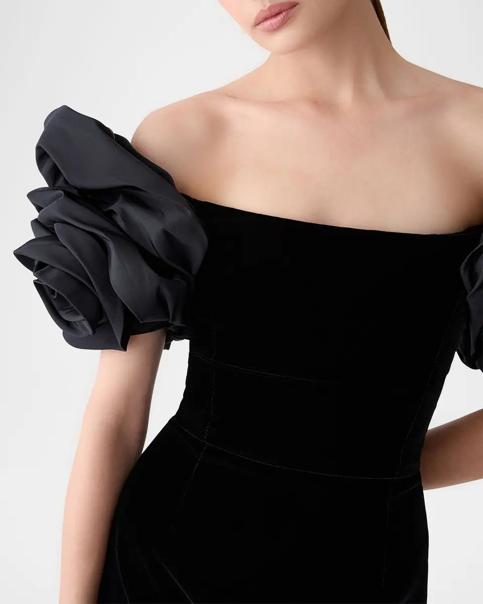 Carolina Herrera Floral Off-Shoulder Velvet Mini Dress | Thumbnail 3 Carolina Herrera Floral Off-Shoulder Velvet Mini Dress | Thumbnail 3