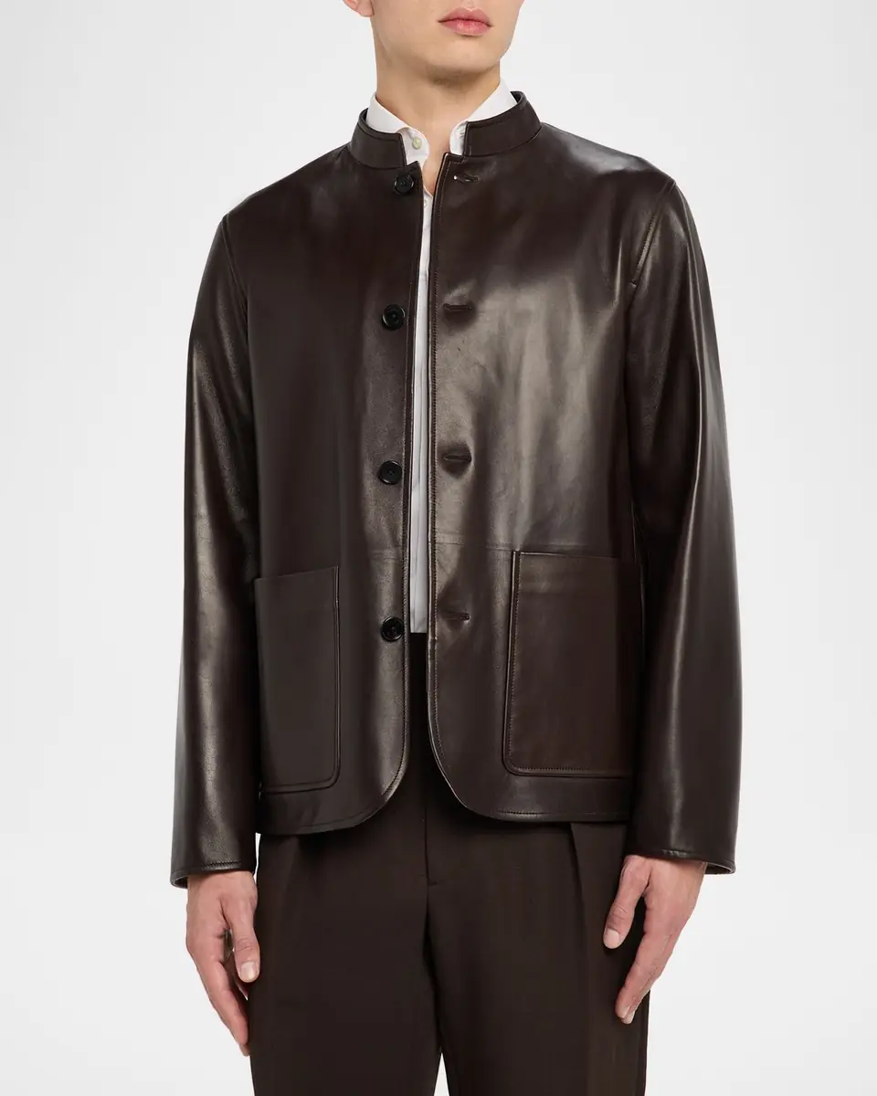 dunhill Men's Leather Driving Jacket | Thumbnail 3