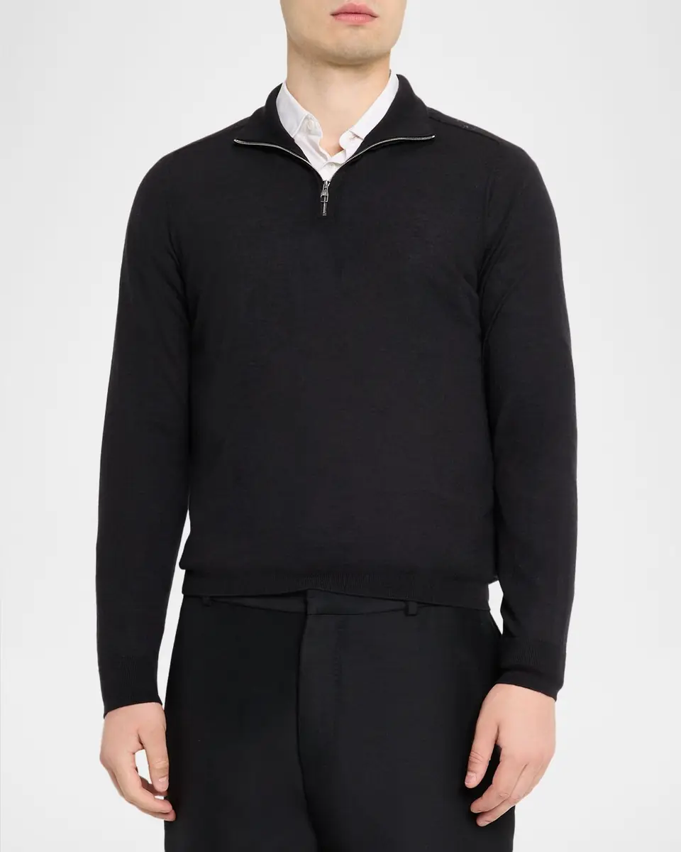 dunhill Men's Superfine Cashmere Quarter-Zip Sweater | Thumbnail 4