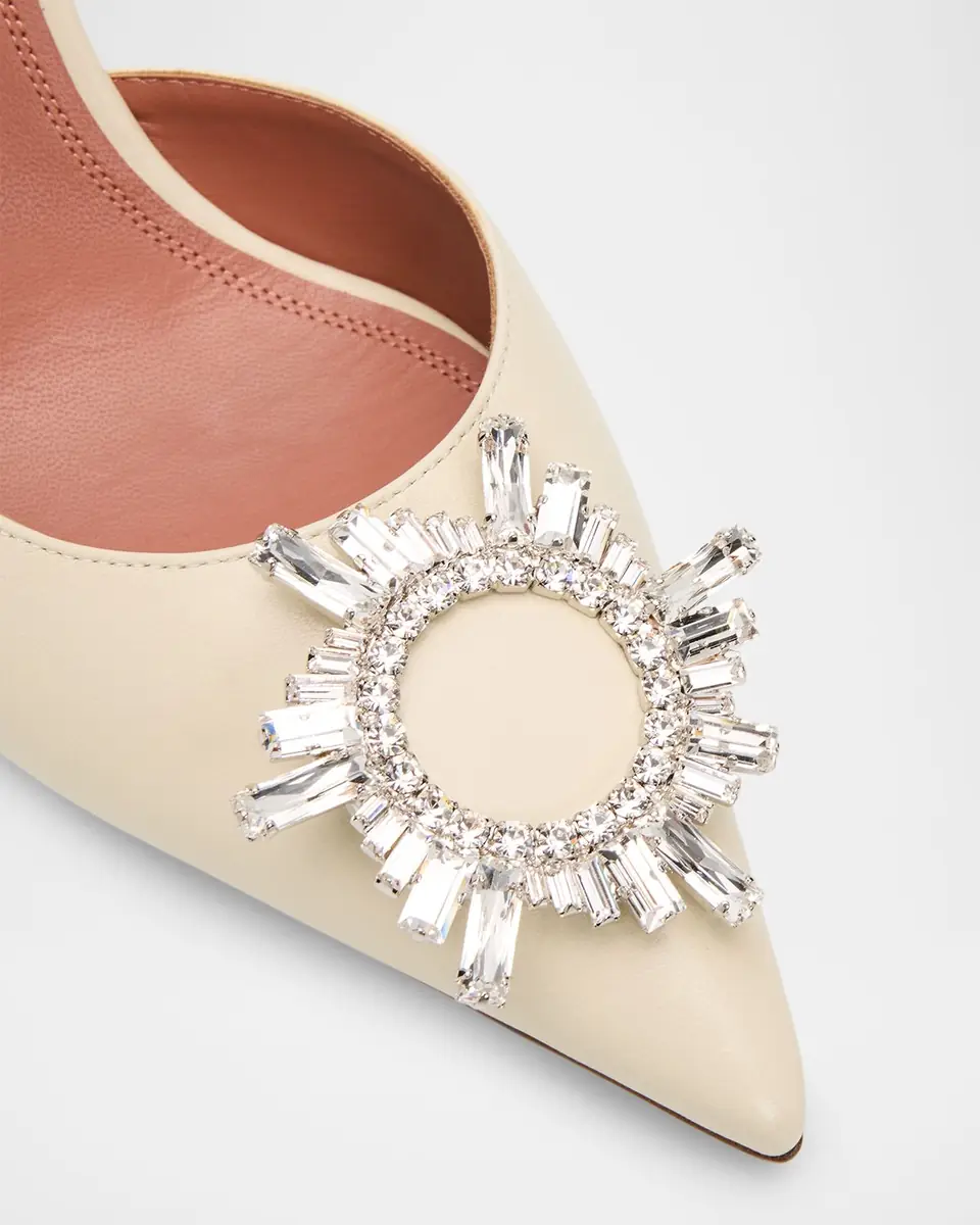 Amina Muaddi 95mm Begum Leather Crystal Slingback Pumps | Thumbnail 4 Amina Muaddi 95mm Begum Leather Crystal Slingback Pumps | Thumbnail 4