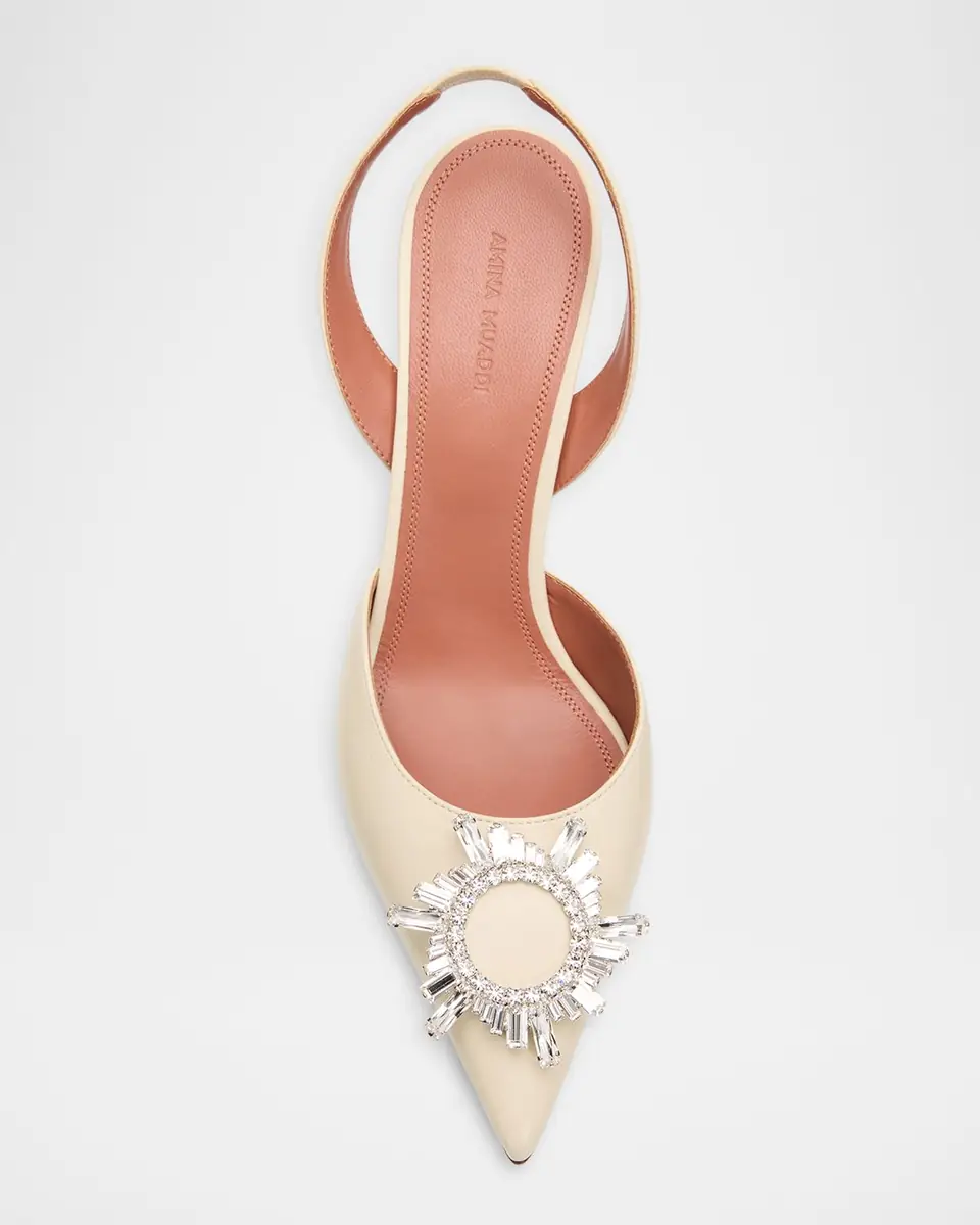 Amina Muaddi 95mm Begum Leather Crystal Slingback Pumps | Thumbnail 5 Amina Muaddi 95mm Begum Leather Crystal Slingback Pumps | Thumbnail 5