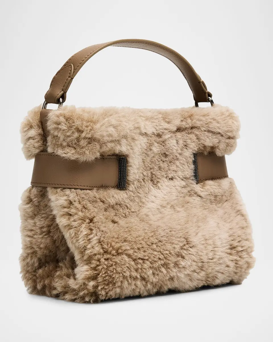 Brunello Cucinelli Essence Small Shearling Top-Handle Bag | Thumbnail 2 Brunello Cucinelli Essence Small Shearling Top-Handle Bag | Thumbnail 2