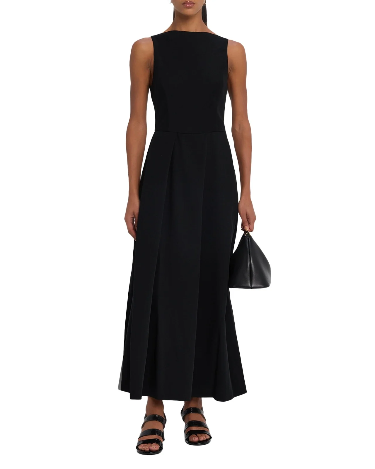 Bateau-Neck Pleated Cady Maxi Dress Bateau-Neck Pleated Cady Maxi Dress