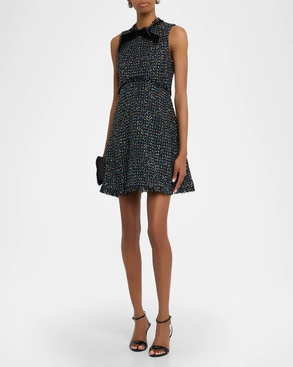 Shoshanna Alicia Bow-Front Shimmer Tweed Mini Dress | Thumbnail 3