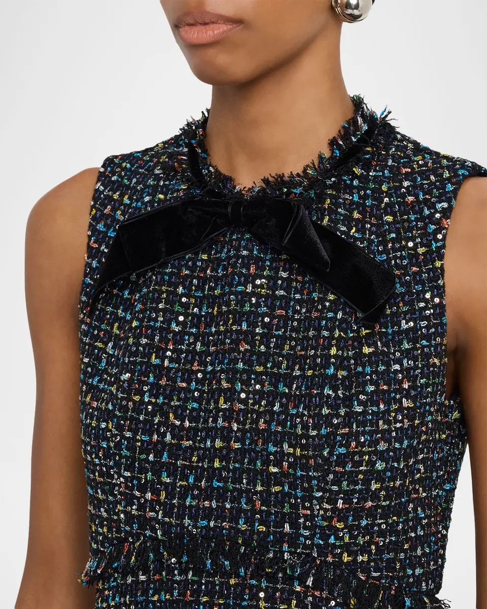 Shoshanna Alicia Bow-Front Shimmer Tweed Mini Dress | Thumbnail 4