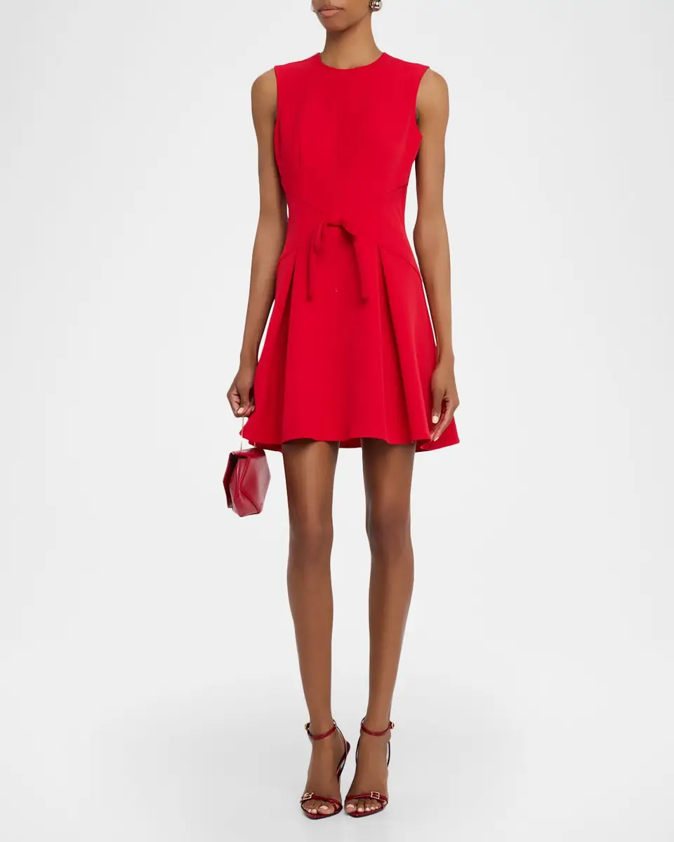 Shoshanna Hattie Sleeveless Bow-Front Crepe Mini Dress | Thumbnail 3