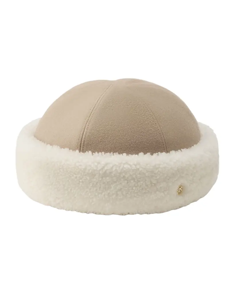 Helen Kaminski Nika Shearling-Trim Brushed Wool Beanie | Image 1 Helen Kaminski Nika Shearling-Trim Brushed Wool Beanie | Image 1