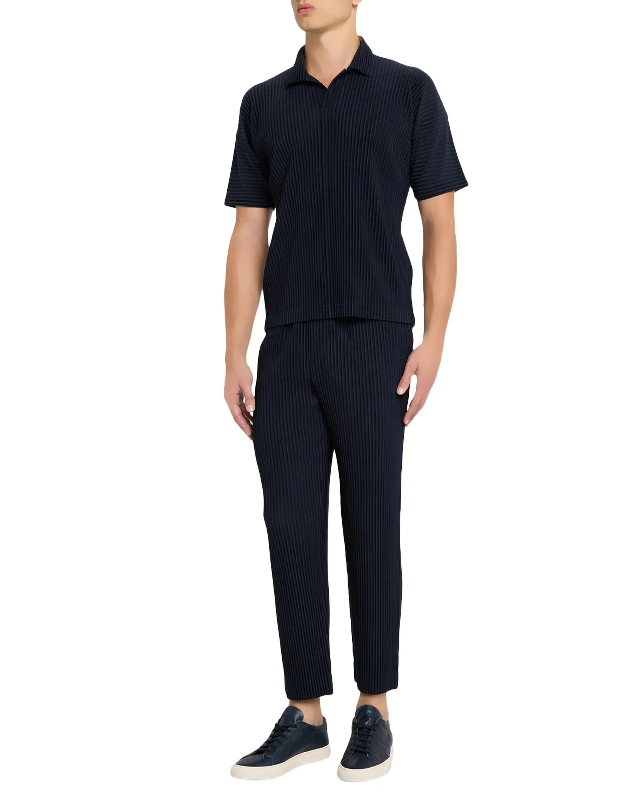 Homme Plissé Issey Miyake Men's Pleated Polyester Polo Shirt