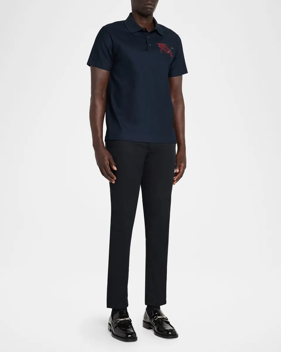 Burberry Men's Embroidered EKD Check Slim Cotton Polo Shirt | Thumbnail 2 Burberry Men's Embroidered EKD Check Slim Cotton Polo Shirt | Thumbnail 2