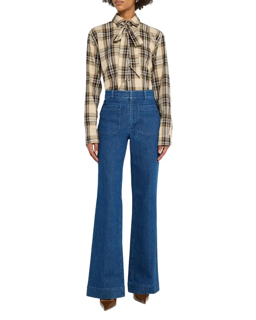 Tanya Taylor Nicole Mid-Rise Denim Bootcut Pants | Image 1 Tanya Taylor Nicole Mid-Rise Denim Bootcut Pants | Image 1