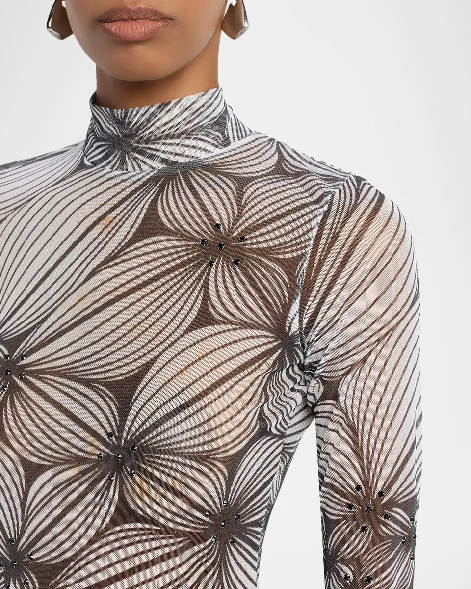 Coût De La Liberté Natasha Printed Mesh Turtleneck | Thumbnail 5 Coût De La Liberté Natasha Printed Mesh Turtleneck | Thumbnail 5