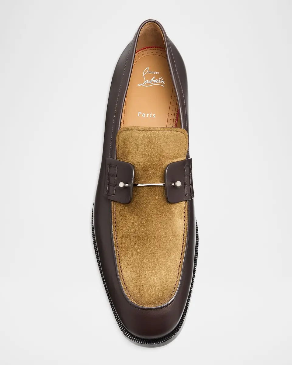 Christian Louboutin Men's Chambelimoc Leather & Suede Loafers | Thumbnail 4 Christian Louboutin Men's Chambelimoc Leather & Suede Loafers | Thumbnail 4