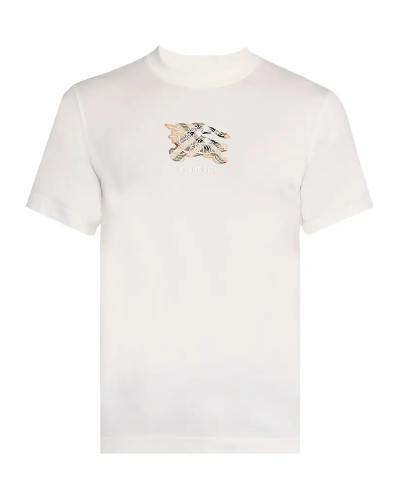 Burberry Men 's Embroidered EKD Check Logo Slim-Fit Cotton T-Shirt | Image 1 Burberry Men 's Embroidered EKD Check Logo Slim-Fit Cotton T-Shirt | Image 1