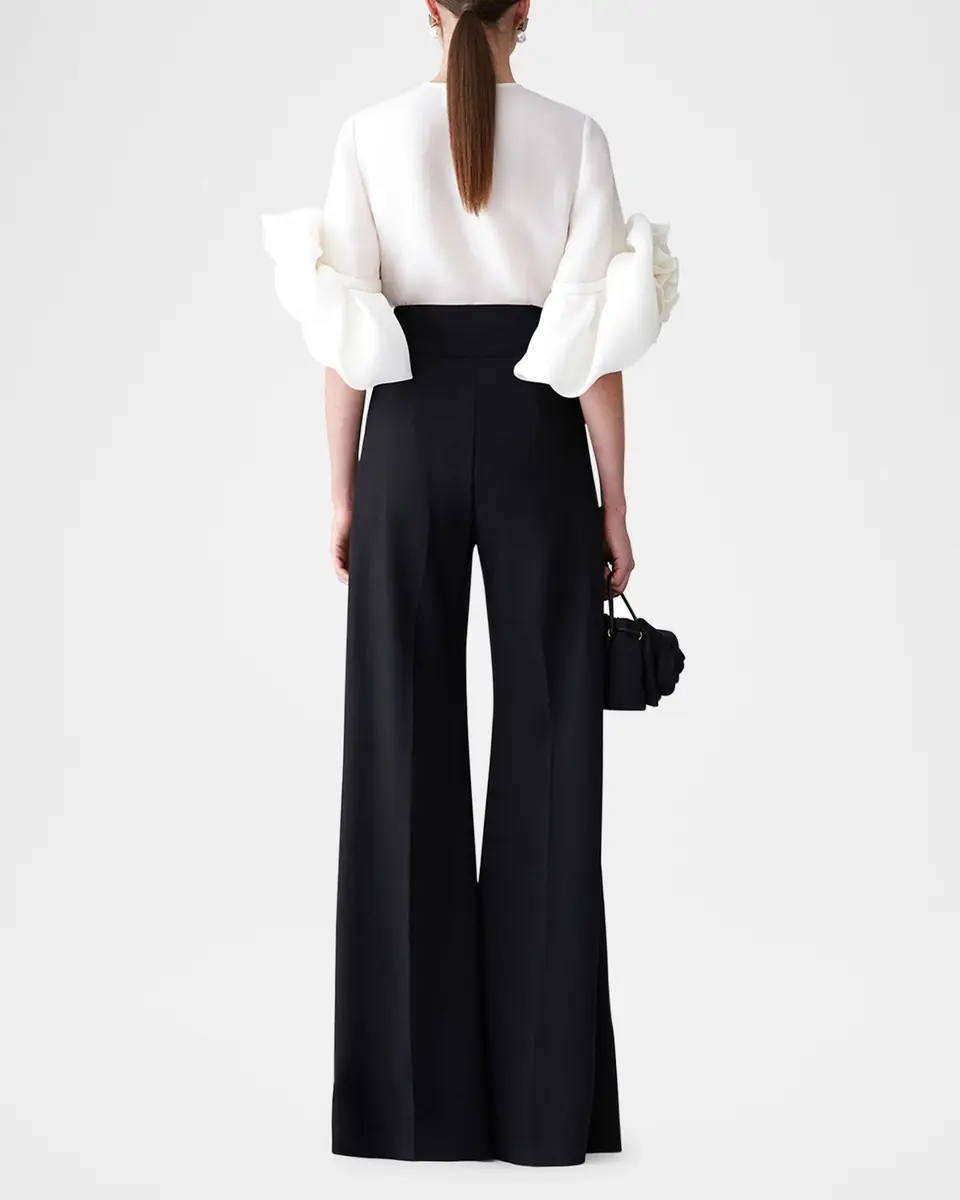 Carolina Herrera Rosette Silk Gazar Button-Front Blouse | Thumbnail 3