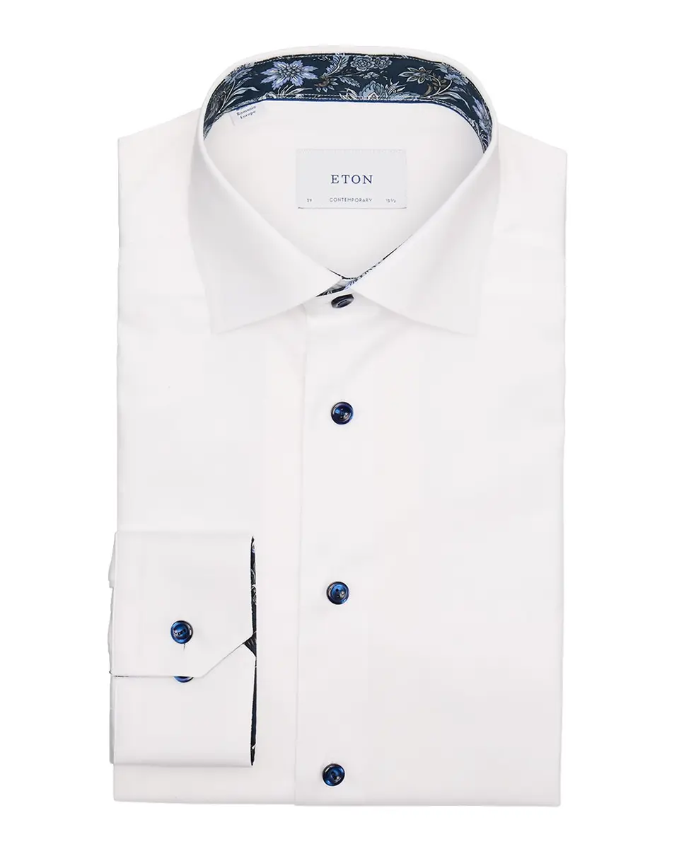 Eton Men's Contemporary-Fit Organic Cotton Dress Shirt with Floral Lining | Thumbnail 2 Eton Men's Contemporary-Fit Organic Cotton Dress Shirt with Floral Lining | Thumbnail 2