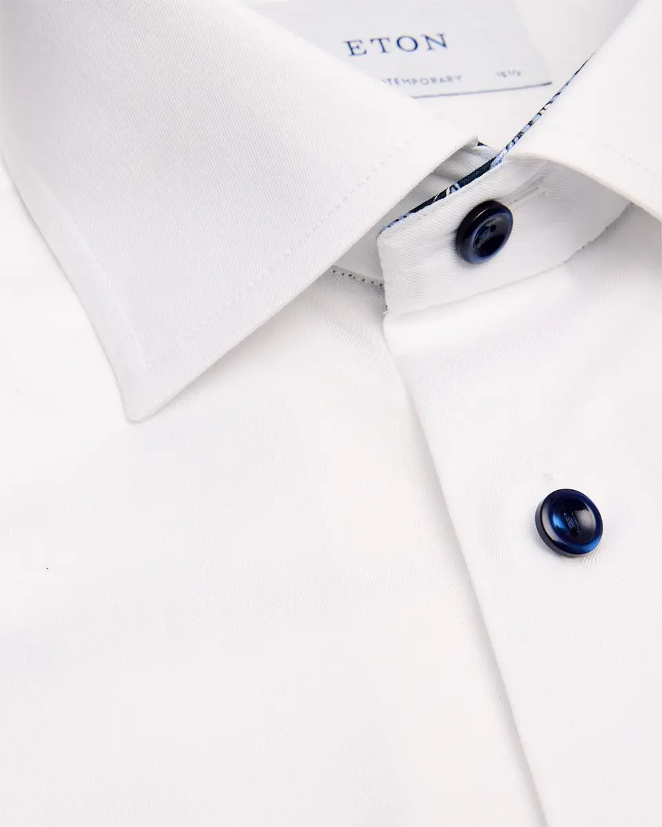 Eton Men's Contemporary-Fit Organic Cotton Dress Shirt with Floral Lining | Image 1 Eton Men's Contemporary-Fit Organic Cotton Dress Shirt with Floral Lining | Image 1
