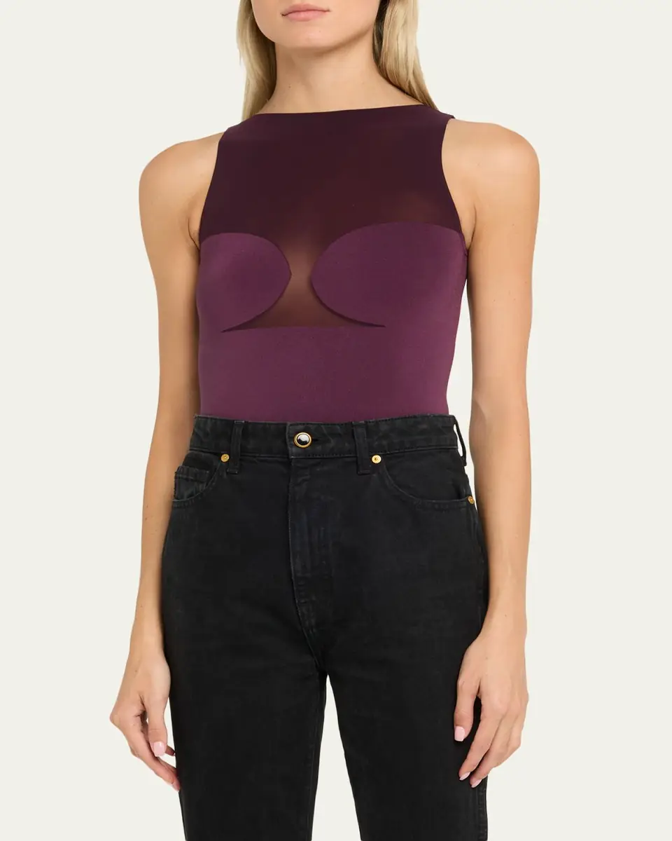 Wolford Corset-Effect Sleeveless Bodysuit with Sheer Panels | Thumbnail 4 Wolford Corset-Effect Sleeveless Bodysuit with Sheer Panels | Thumbnail 4