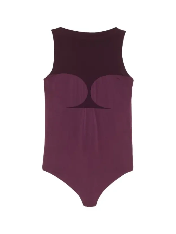 Corset-Effect Sleeveless Bodysuit with Sheer Panels