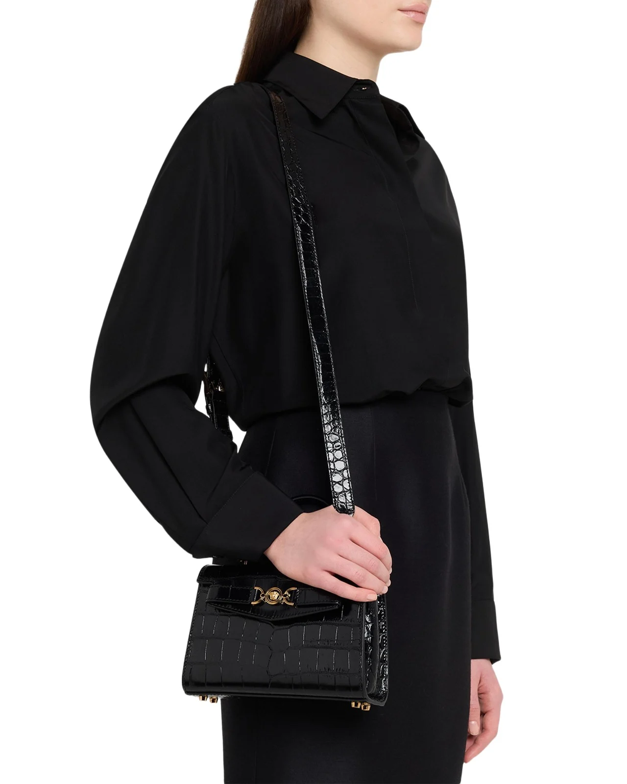 Medusa '95 Croc-Embossed Leather Top-Handle Bag