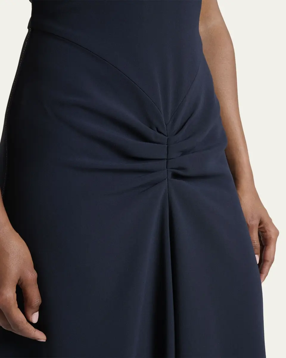 Victoria Beckham Gathered Waist Crepe Midi Dress | Thumbnail 5