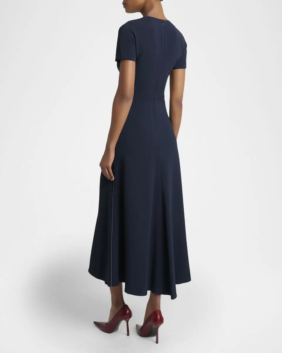 Victoria Beckham Gathered Waist Crepe Midi Dress | Thumbnail 7