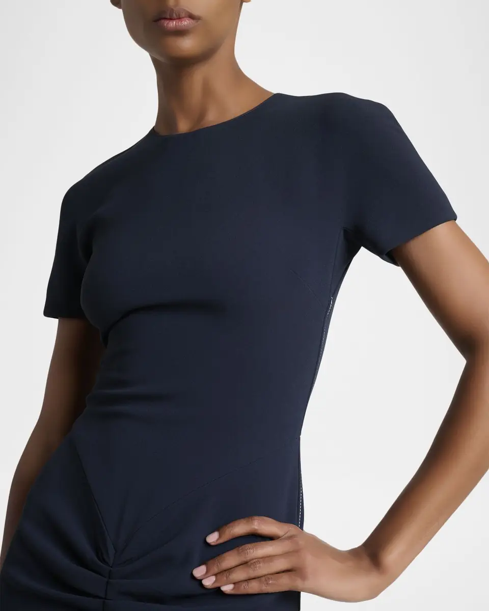 Victoria Beckham Gathered Waist Crepe Midi Dress | Thumbnail 9