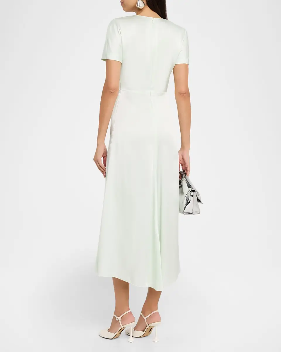 Victoria Beckham Gathered Waist Satin Midi Dress | Thumbnail 2