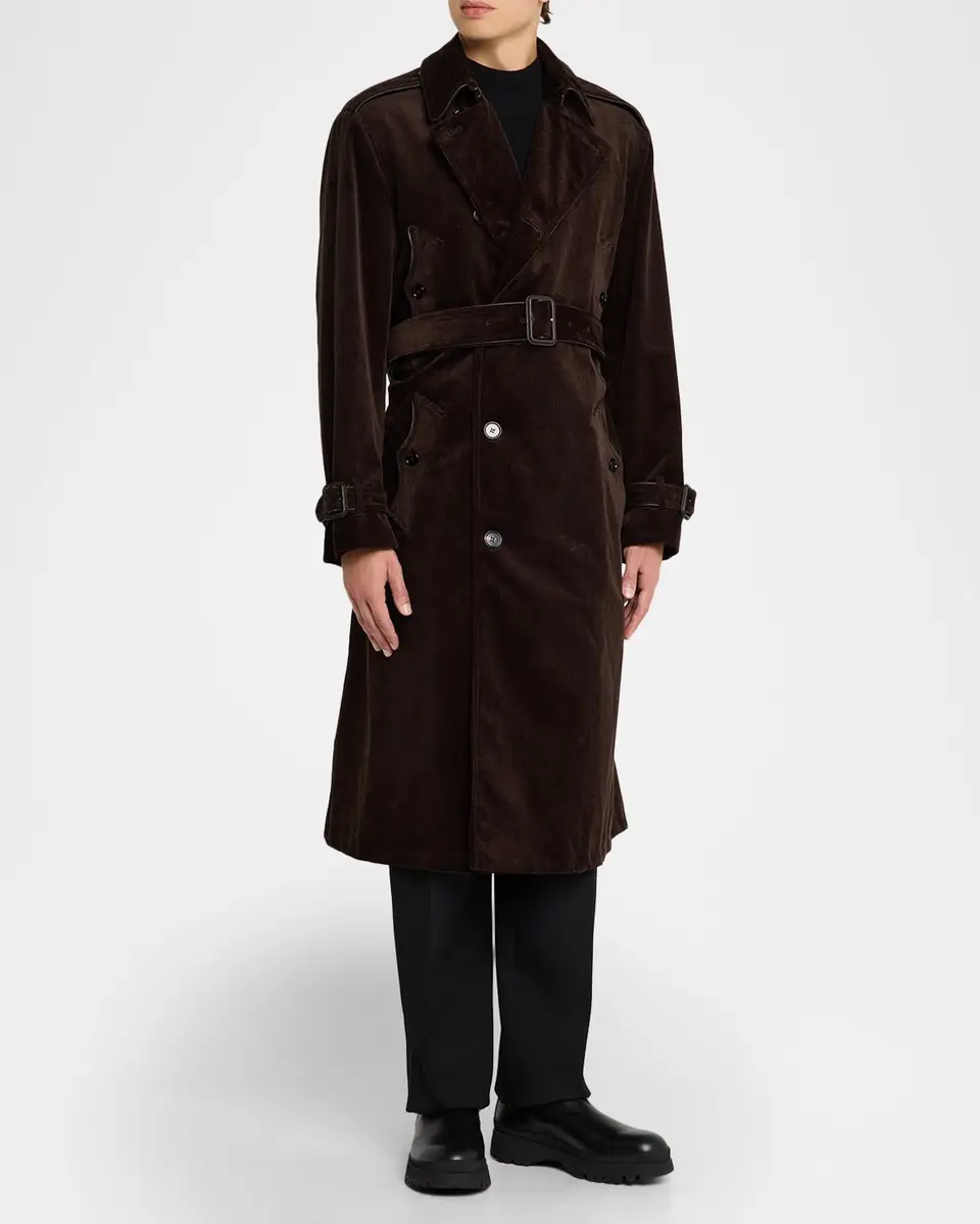 Burberry Men's Long Corduroy Trench Coat | Thumbnail 2 Burberry Men's Long Corduroy Trench Coat | Thumbnail 2