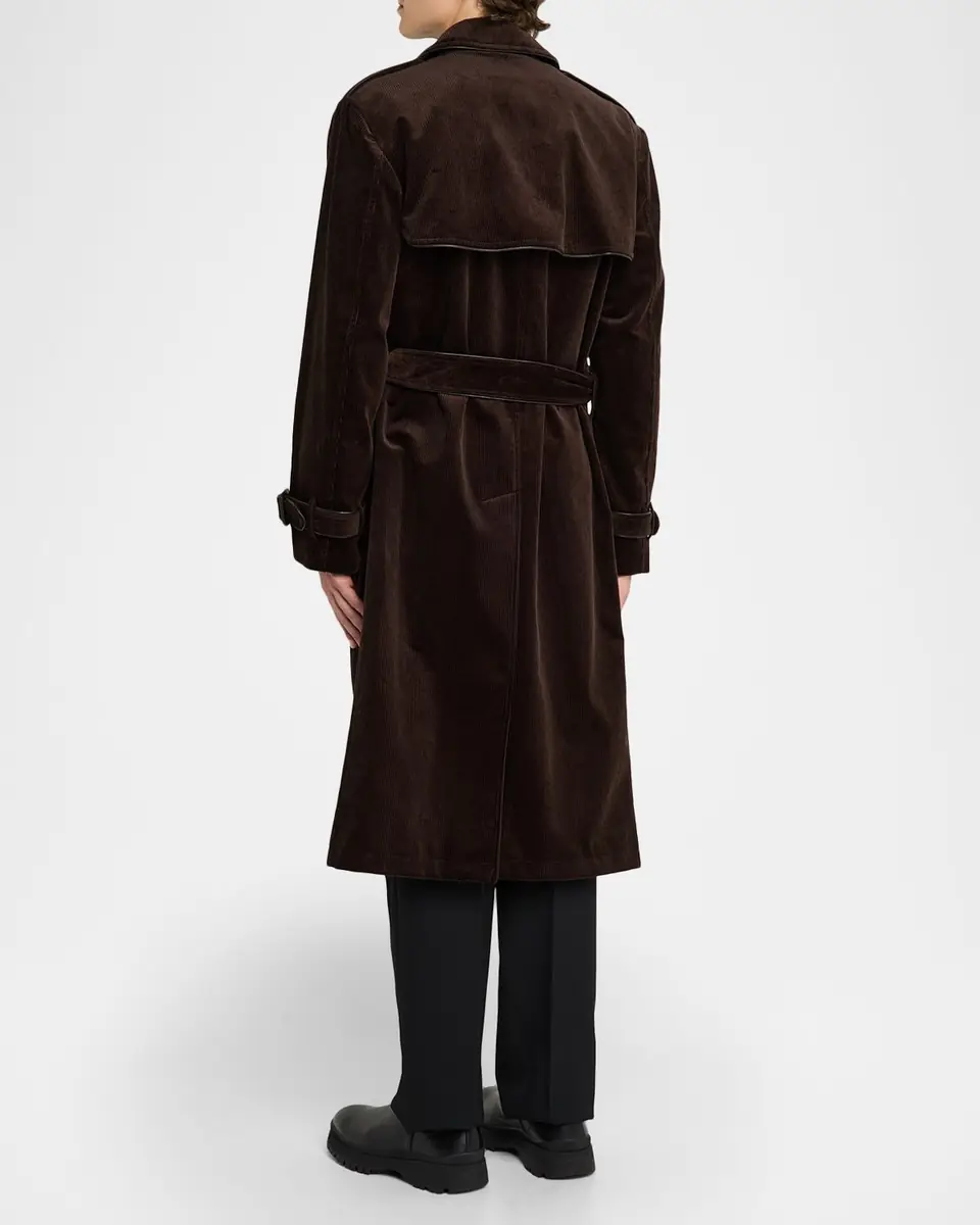 Burberry Men's Long Corduroy Trench Coat | Thumbnail 3 Burberry Men's Long Corduroy Trench Coat | Thumbnail 3