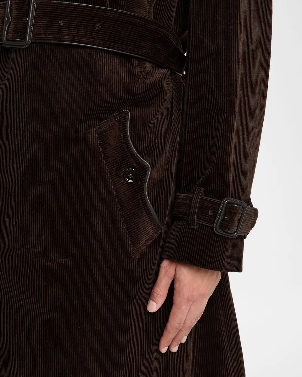 Burberry Men's Long Corduroy Trench Coat | Thumbnail 5 Burberry Men's Long Corduroy Trench Coat | Thumbnail 5