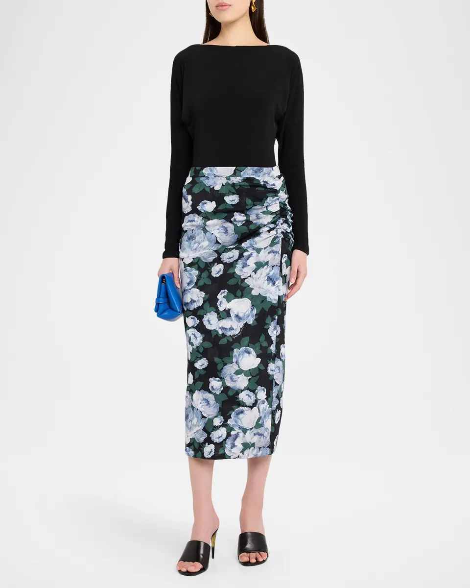 Stella McCartney Bunch Of Roses Ruched Midi Skirt | Thumbnail 2 Stella McCartney Bunch Of Roses Ruched Midi Skirt | Thumbnail 2