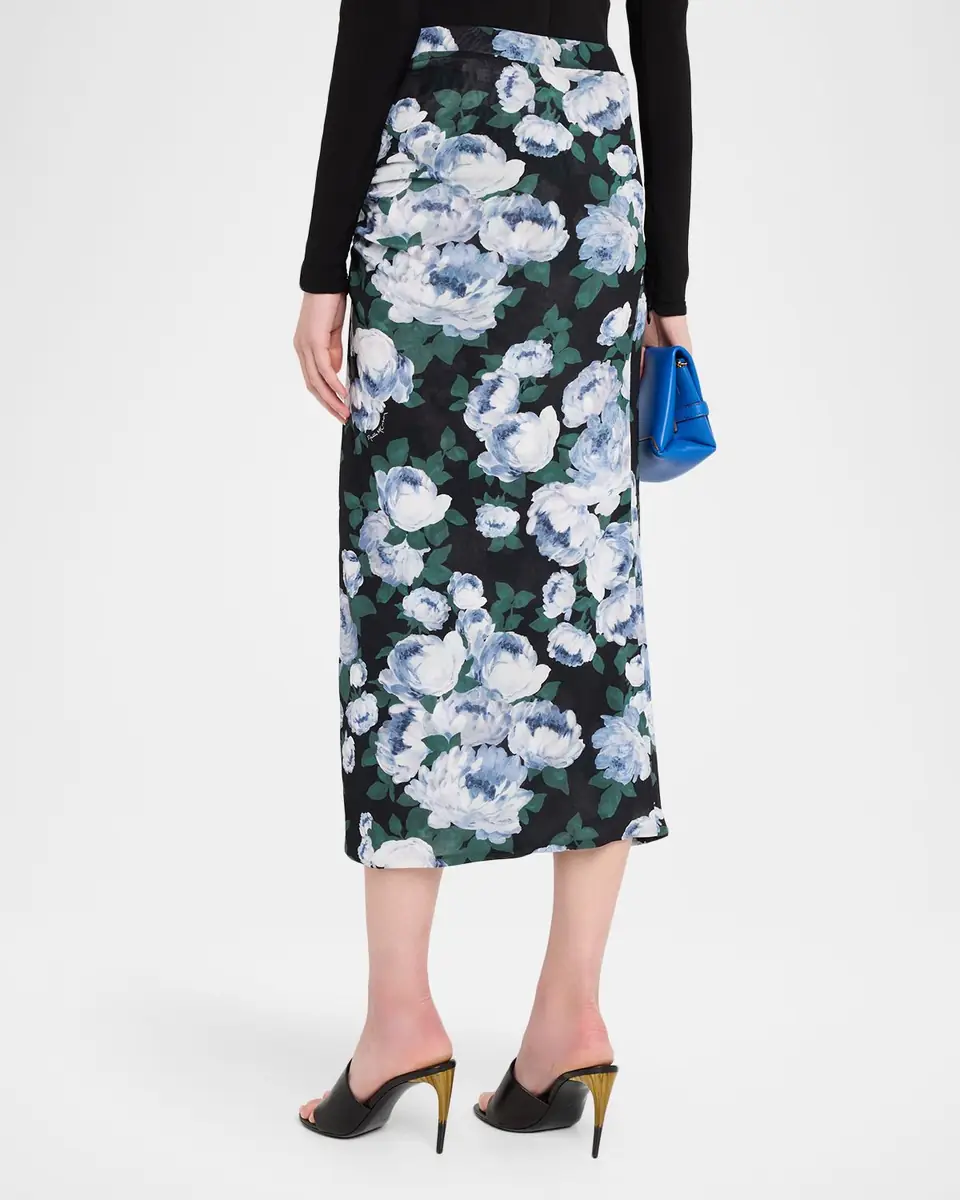Stella McCartney Bunch Of Roses Ruched Midi Skirt | Thumbnail 3 Stella McCartney Bunch Of Roses Ruched Midi Skirt | Thumbnail 3