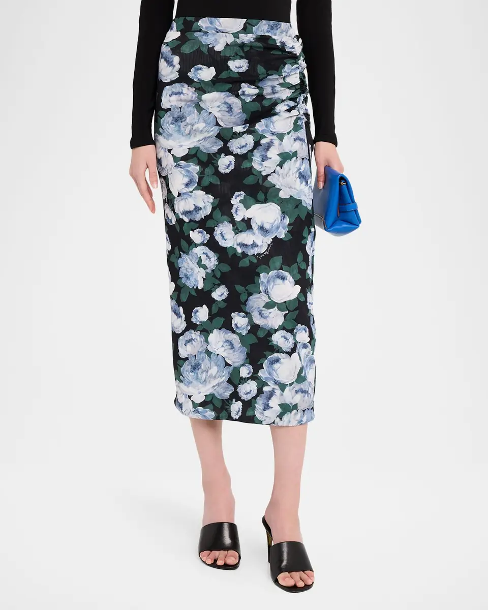 Stella McCartney Bunch Of Roses Ruched Midi Skirt | Thumbnail 4 Stella McCartney Bunch Of Roses Ruched Midi Skirt | Thumbnail 4