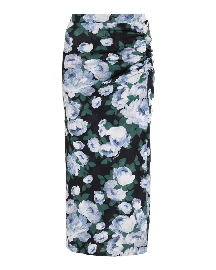 Bunch Of Roses Ruched Midi Skirt