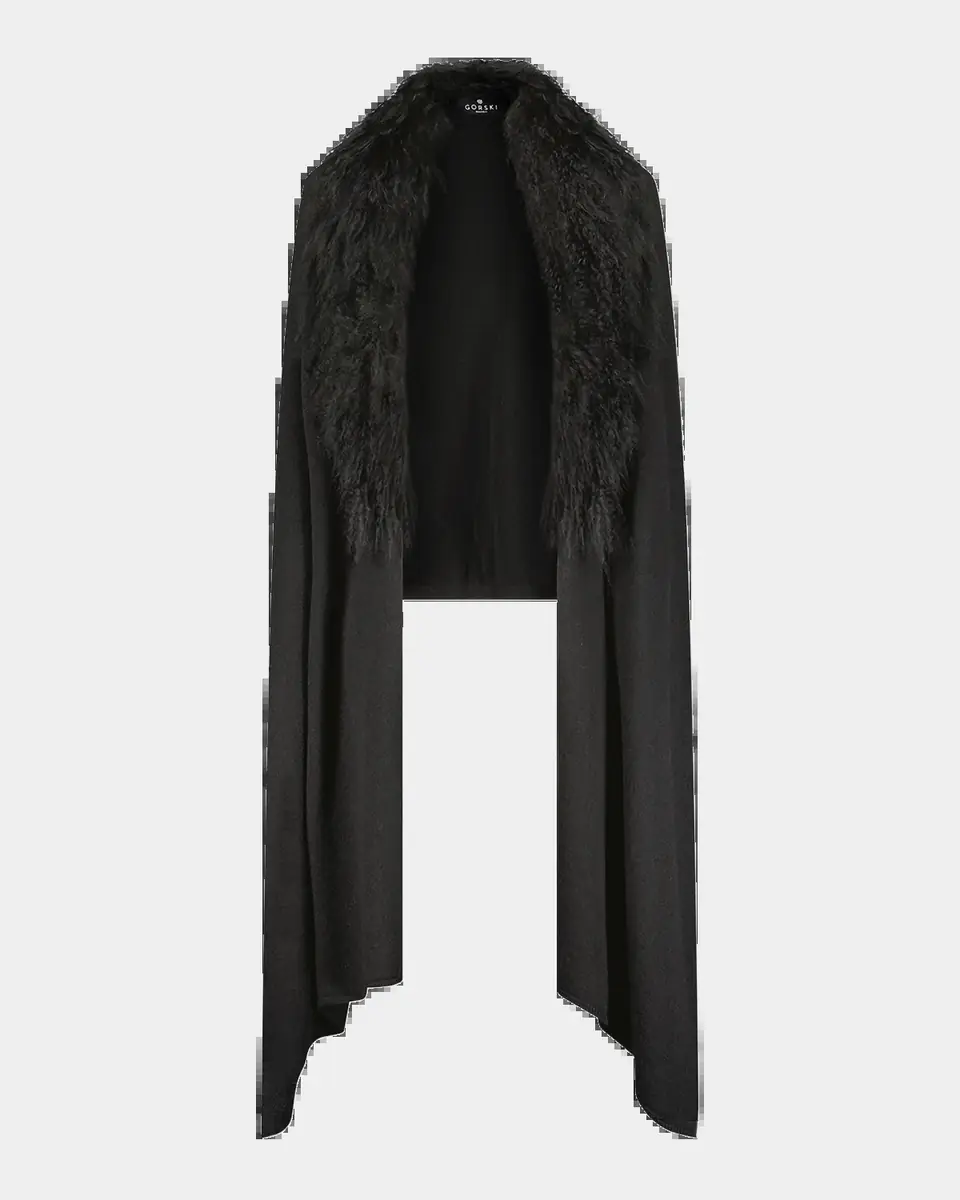 Gorski Wool-Blend Stole with Lamb Shearling Trim | Thumbnail 2