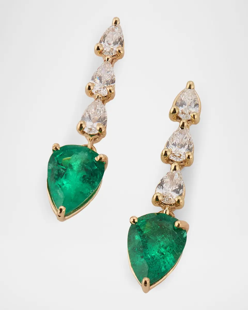 LANA Green Emerald and Pear Diamond Ear Crawlers | Thumbnail 2 LANA Green Emerald and Pear Diamond Ear Crawlers | Thumbnail 2