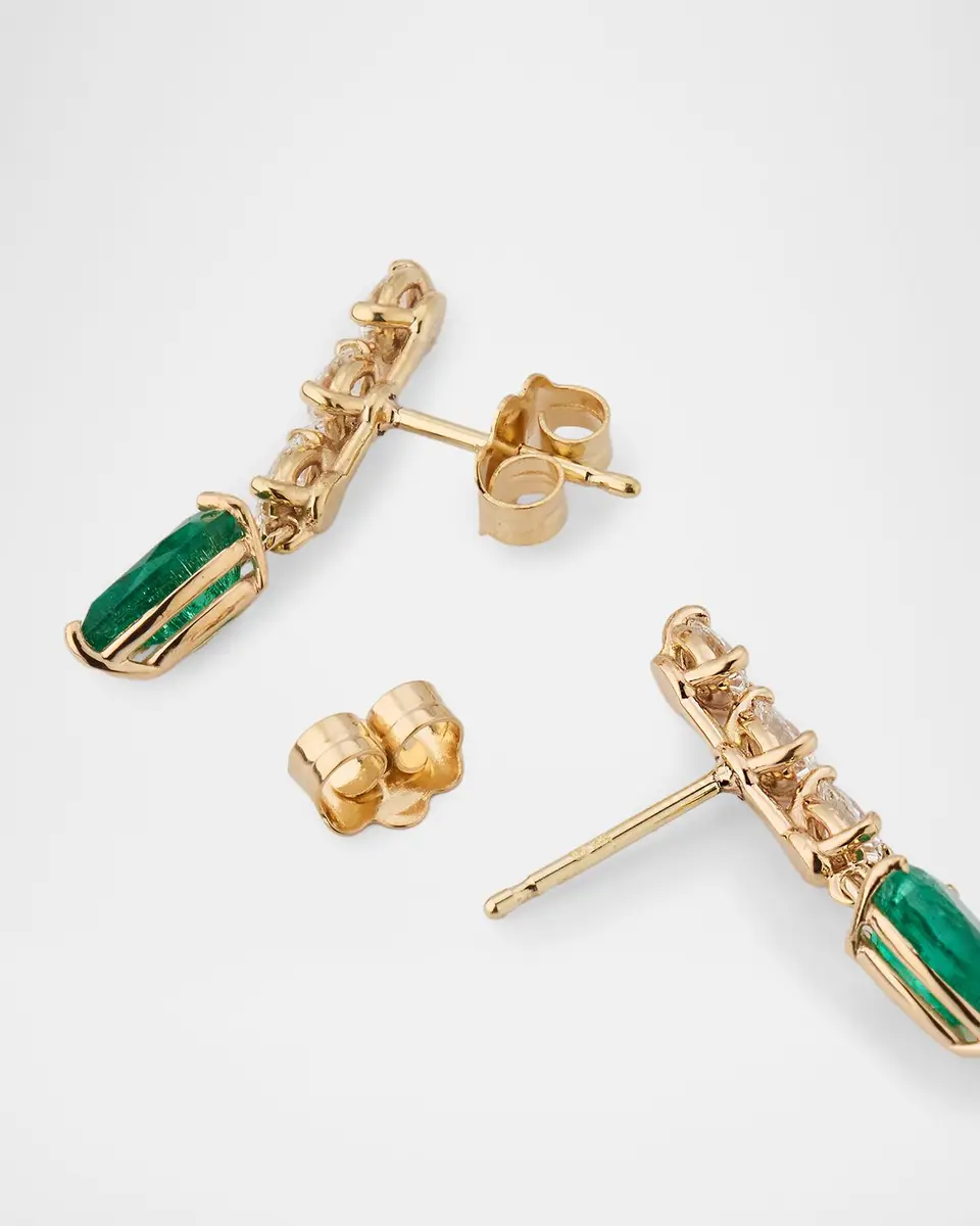 LANA Green Emerald and Pear Diamond Ear Crawlers | Thumbnail 3 LANA Green Emerald and Pear Diamond Ear Crawlers | Thumbnail 3