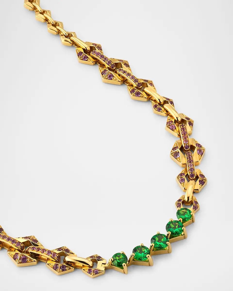 Dries Criel 18K Yellow Gold Amethyst and Tsavorite Flow Necklace | Thumbnail 2 Dries Criel 18K Yellow Gold Amethyst and Tsavorite Flow Necklace | Thumbnail 2
