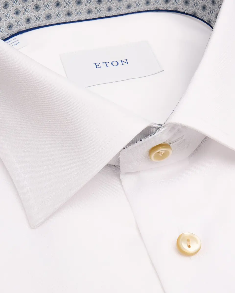 Eton Men's Slim-Fit Organic Cotton Dress Shirt with Medallion Lining | Image 1 Eton Men's Slim-Fit Organic Cotton Dress Shirt with Medallion Lining | Image 1