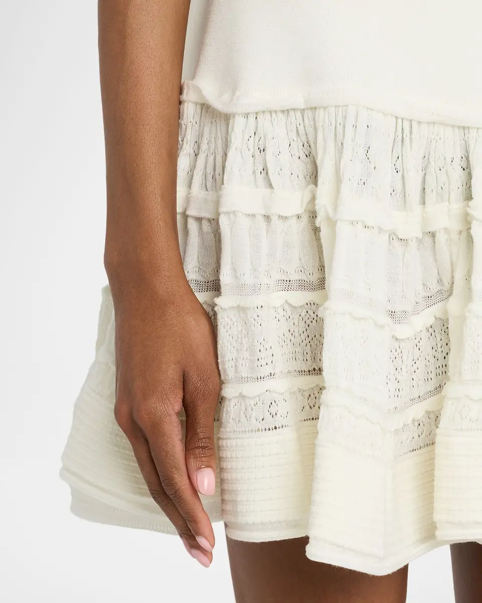 ALAÏA Crinoline Pointelle Ruffle Mini Skirt | Thumbnail 5