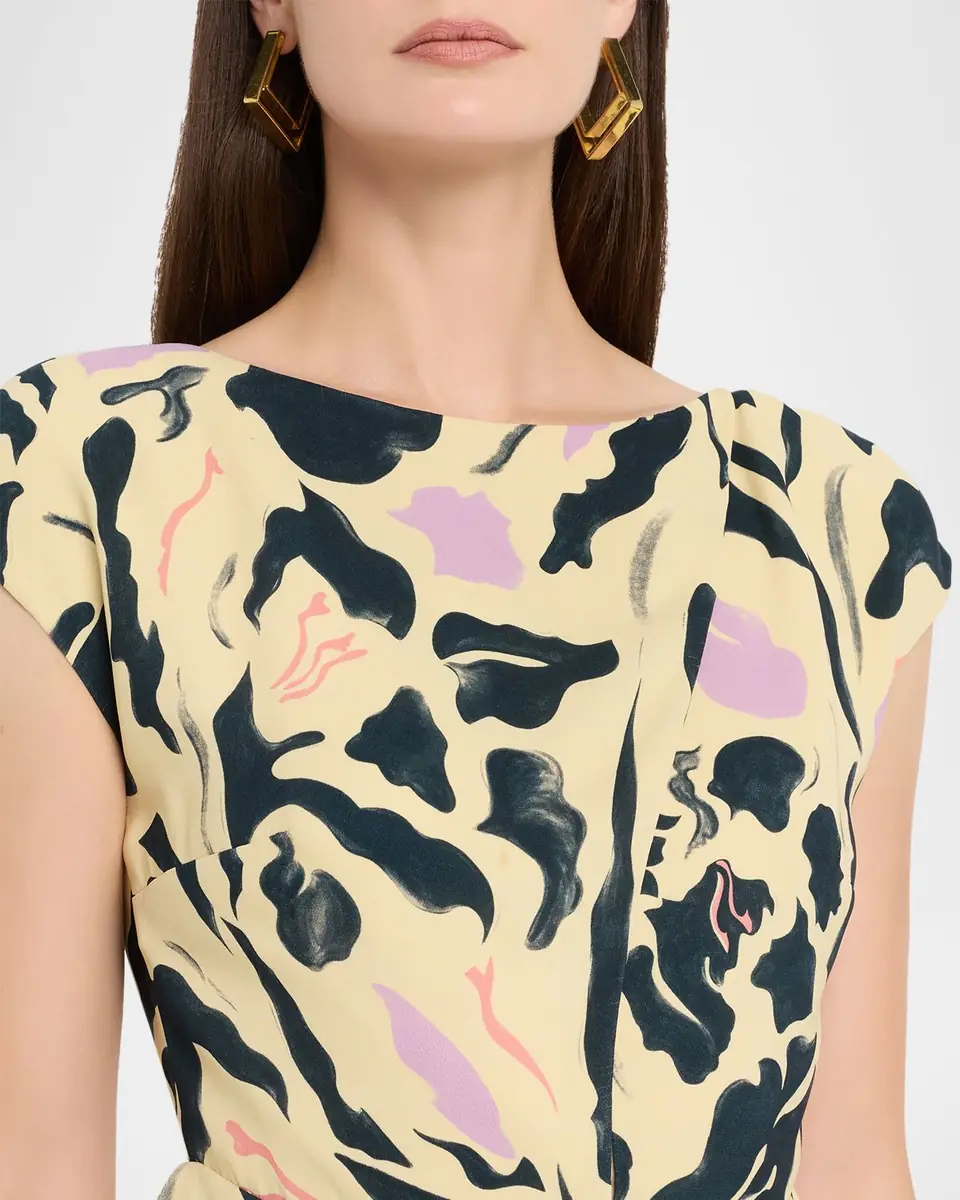 Amir Taghi Caitlin Floral Silk Short-Sleeve Peplum Midi Dress | Thumbnail 5