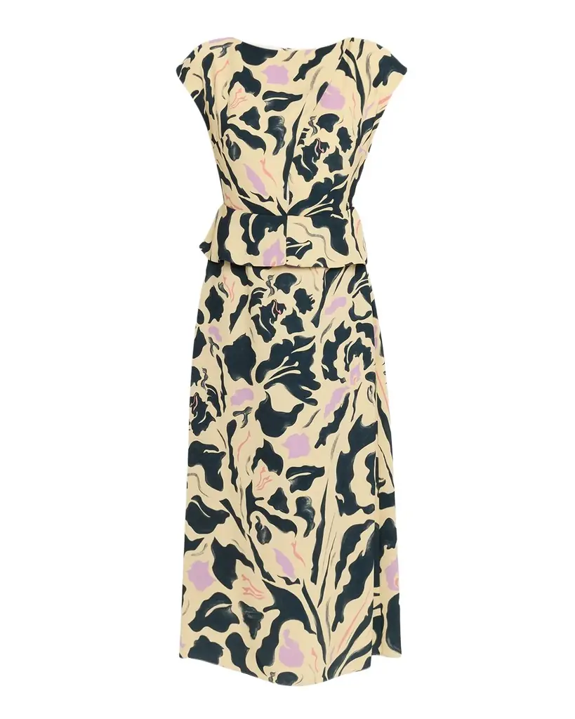 Amir Taghi Caitlin Floral Silk Short-Sleeve Peplum Midi Dress | Image 1 Amir Taghi Caitlin Floral Silk Short-Sleeve Peplum Midi Dress | Image 1