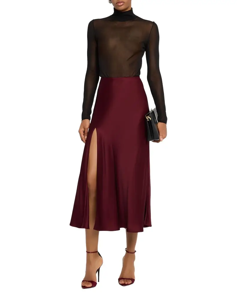 LAPOINTE Satin Bias Midi Skirt | Image 1 LAPOINTE Satin Bias Midi Skirt | Image 1