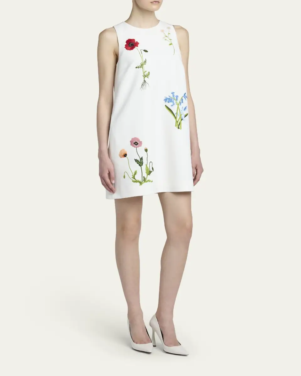 Stella McCartney Floral Embroidered Sleeveless Mini Shift Dress | Thumbnail 4 Stella McCartney Floral Embroidered Sleeveless Mini Shift Dress | Thumbnail 4