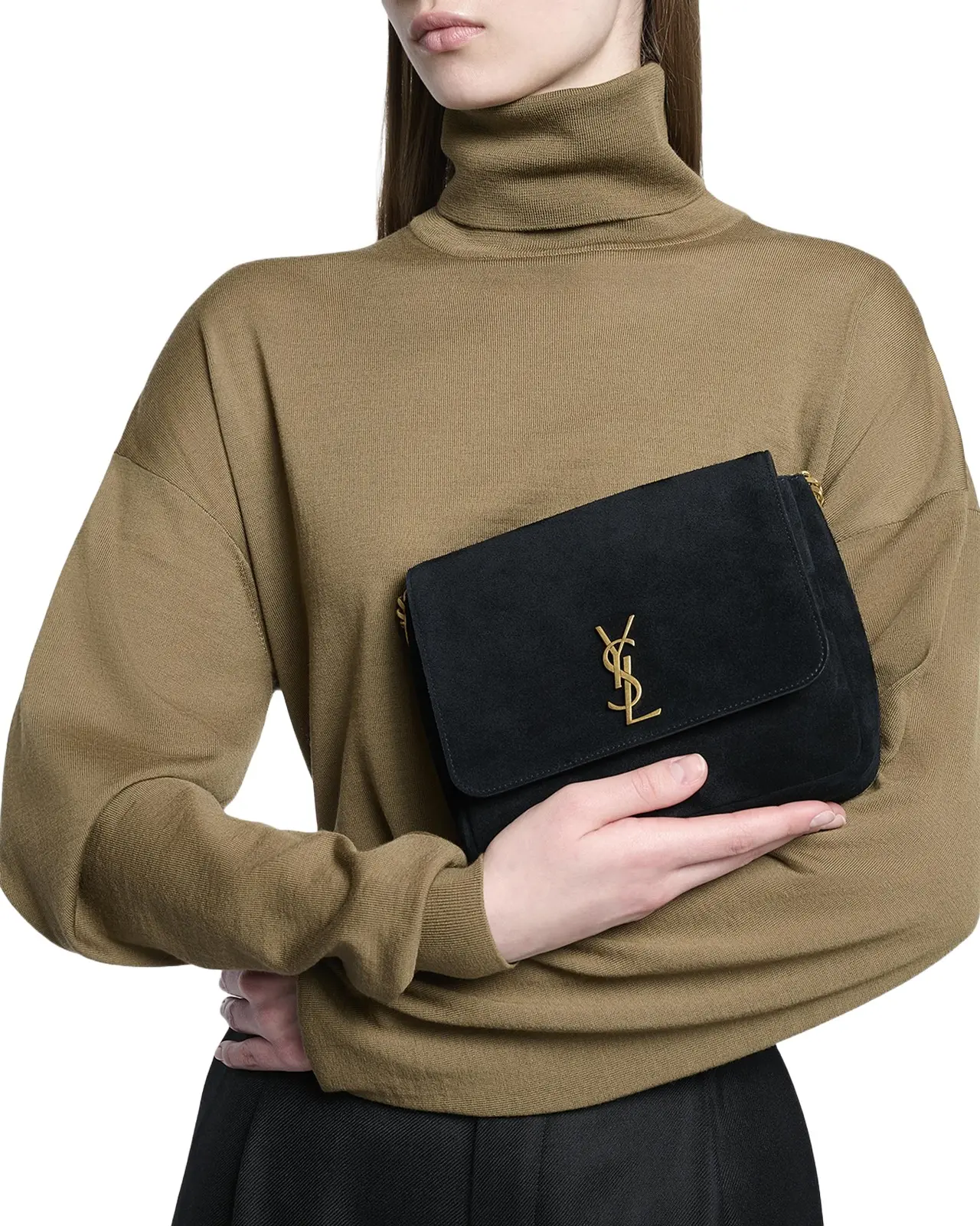 Kate YSL Flap Shoulder Bag in Suede